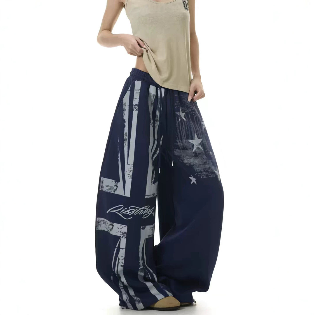 Damen Lässige Übergröße Sweatpants mit grafischen Designelementen Shop Nory