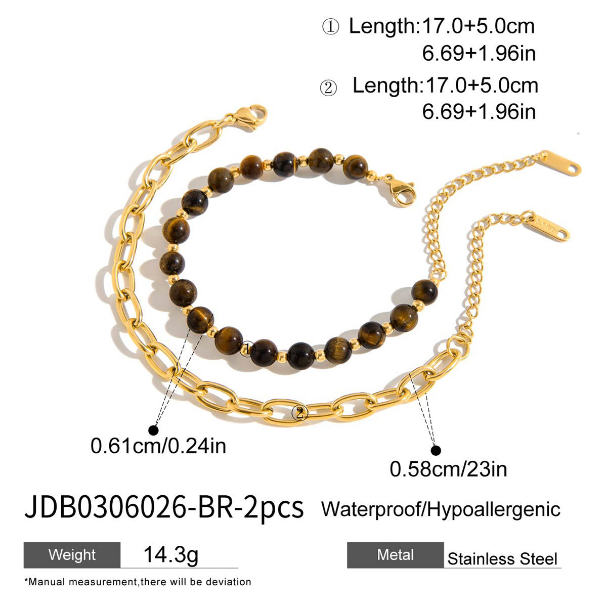 Damen Armband mit goldfarbener Edelstahlkette und charmanten Steinakzenten Shop Nory