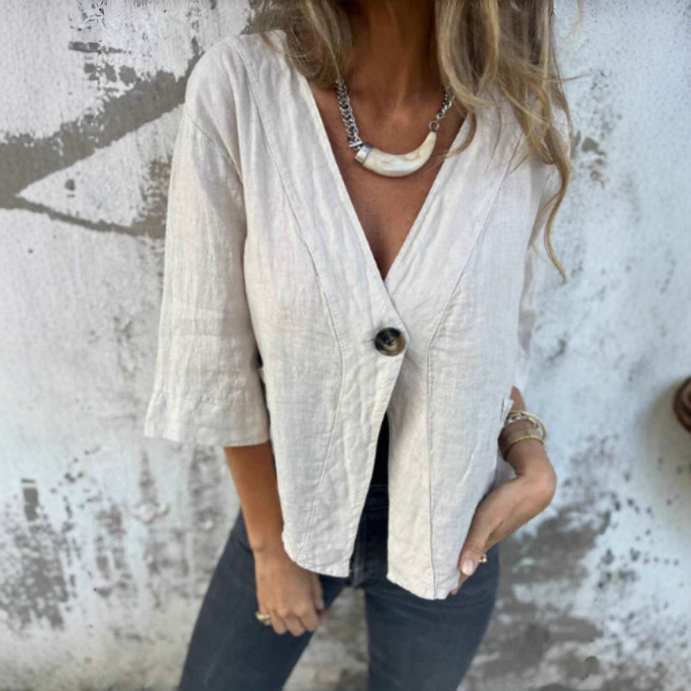 Damen Leichtes Leinenblazer mit kurzer Arm