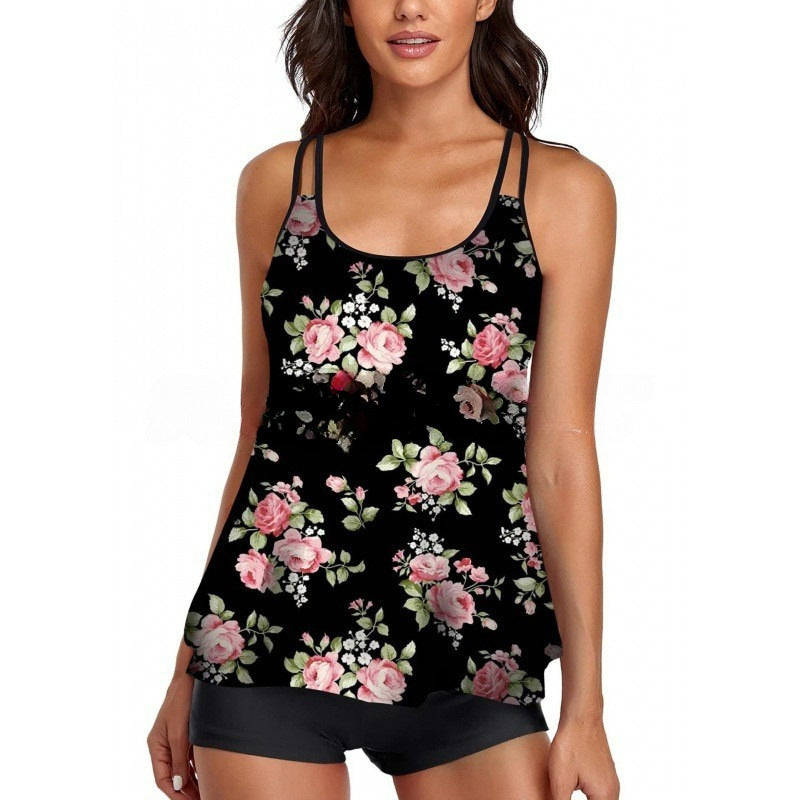 Damen Sportliches Tankini-Set mit bequemem Shorts und verstellbaren Trägern Shopnory