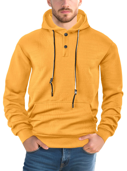 Herren Texturierter Kapuzenpullover mit gesteppter Patchstruktur und Druckknopfleiste Shop Nory
