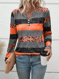 Damen Langarmshirt mit schimmernden Streifen und Knopfdetails