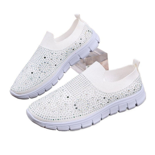 Damen Stilvolle Slip-On Sneakers mit funkelndem Strassdesign Shopnory