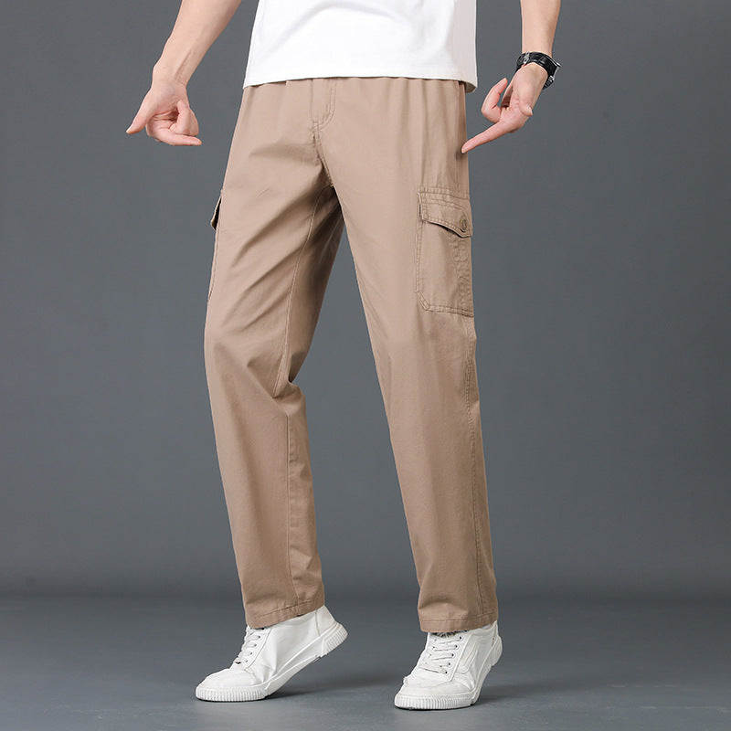 Herren Weite Cargo-Hose mit elastischem Bund, aufgesetzten Klappentaschen & geradem Bein Shop Nory