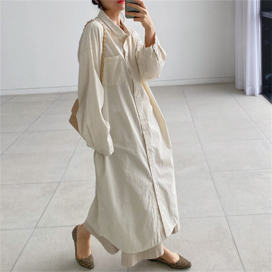 Damen Oversize-Hemdblusenkleid mit langer Knopfleiste und Brusttasche Shop Nory