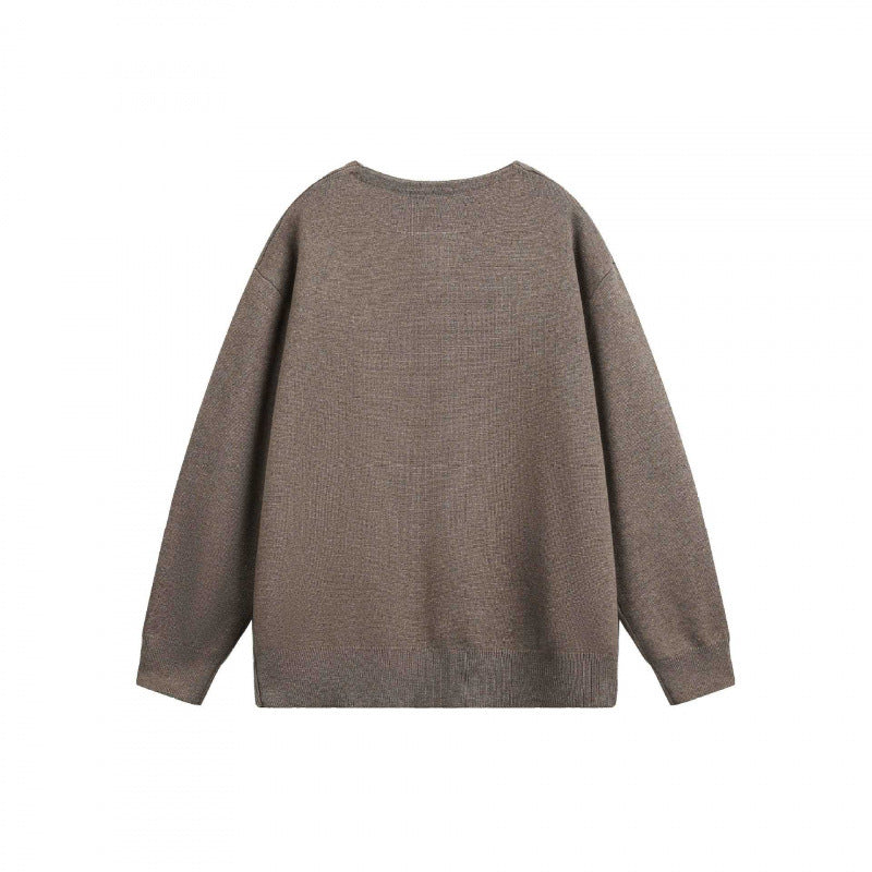 Unisex Oversize-Feinstrickpullover mit kurzem Henleyverschluss und strukturierter Mélange-Qualität Shop Nory
