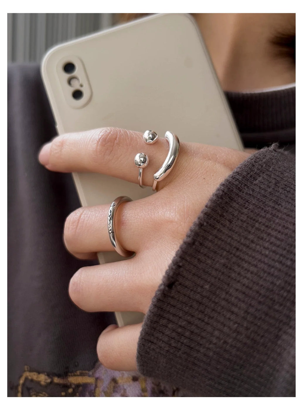 925 Sterling Silber Smile Face Offene Ringe 925 Sterling Silber Ringe | Shop Nory