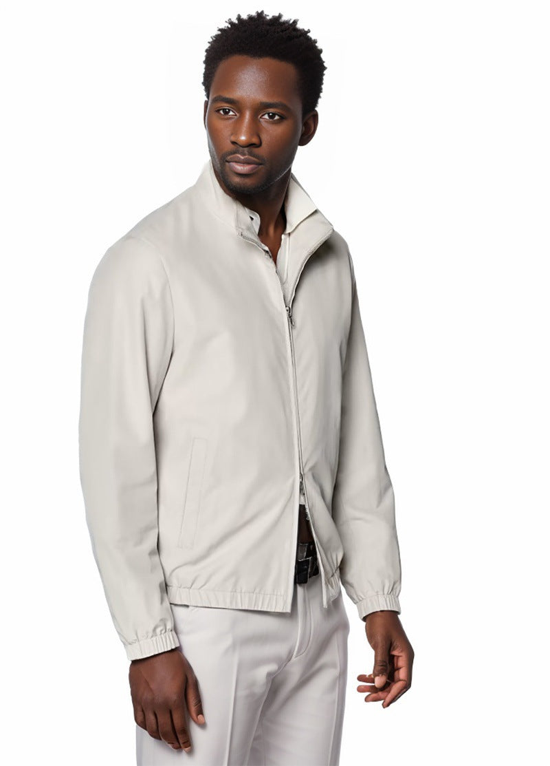 Herren Leichter Windbreaker mit Stehkragen und Zwei-Wege-Reißverschluss Shop Nory