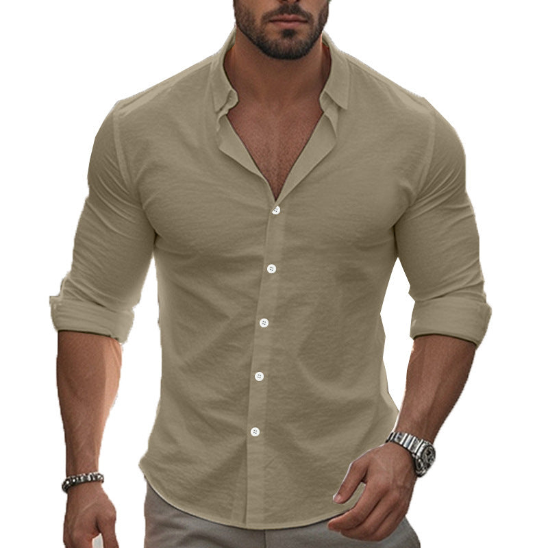 Herren Elegantes Langarmhemd mit modernem Kragen und hochwertiger Baumwollstruktur