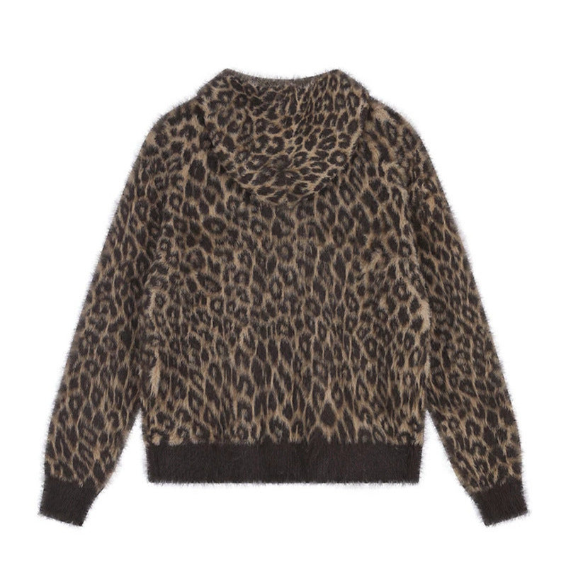 Damen Kuschel-Strickjacke mit Reißverschluss und Leopardenjacquard Shop Nory