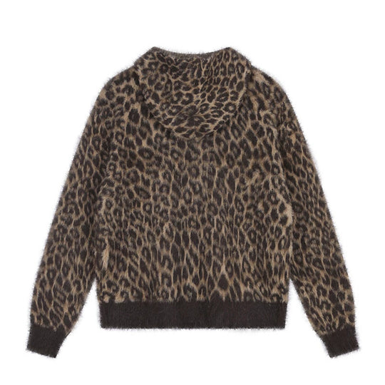 Damen Kuschel-Strickjacke mit Reißverschluss und Leopardenjacquard Shop Nory