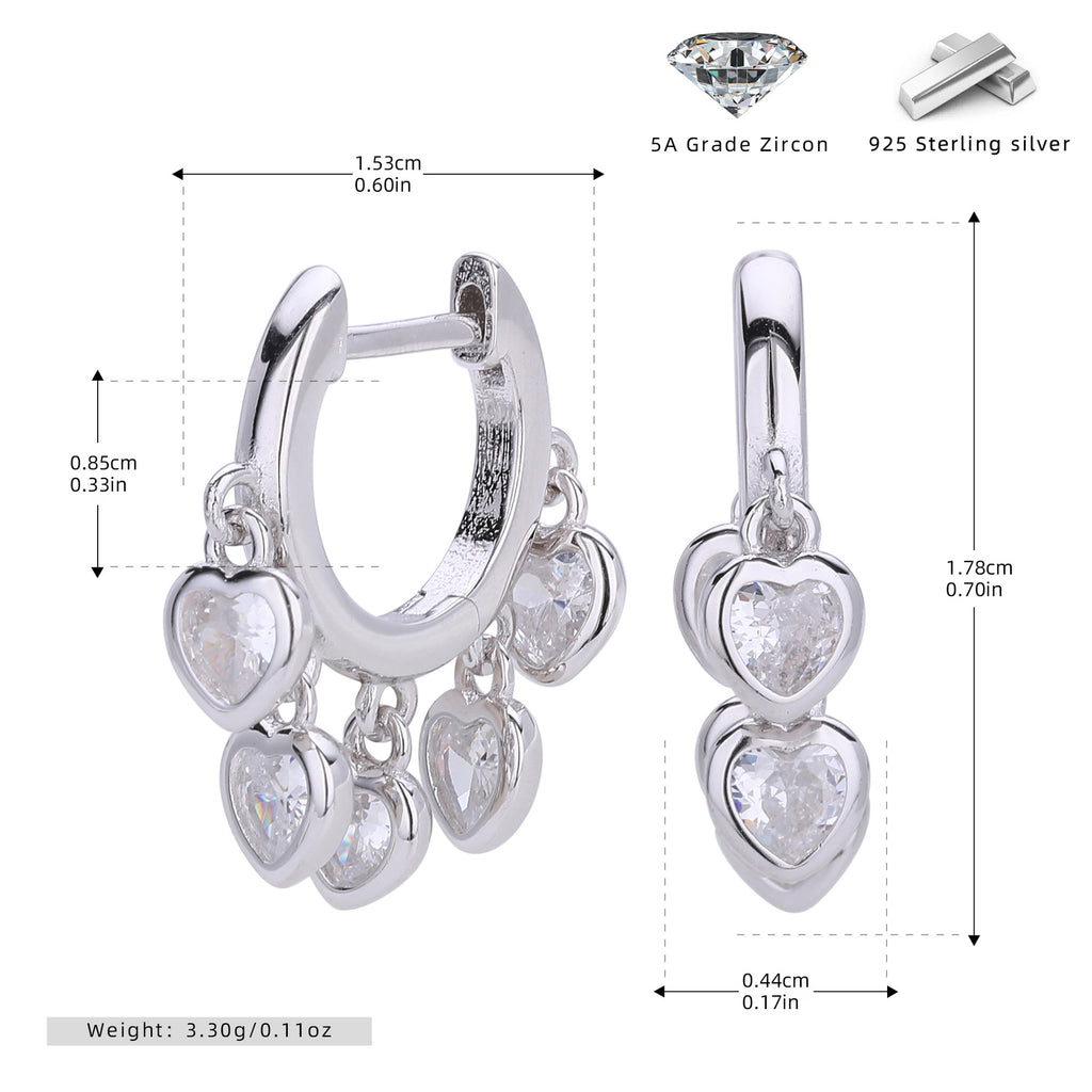Damen Ohrhänger im verspielten Herzdesign aus 925 Sterling Silber Shop Nory