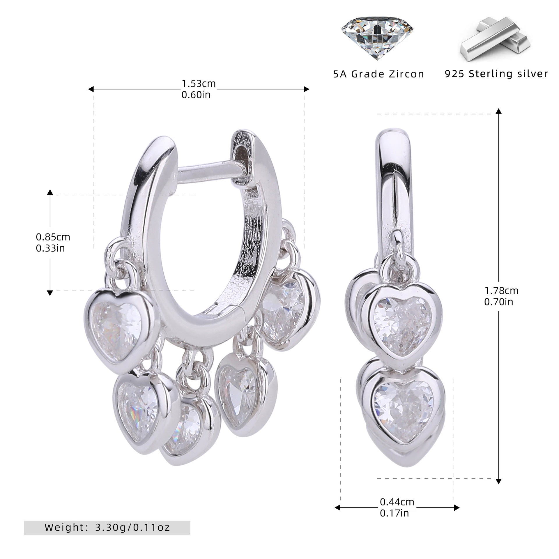 Damen Ohrhänger im verspielten Herzdesign aus 925 Sterling Silber Shop Nory
