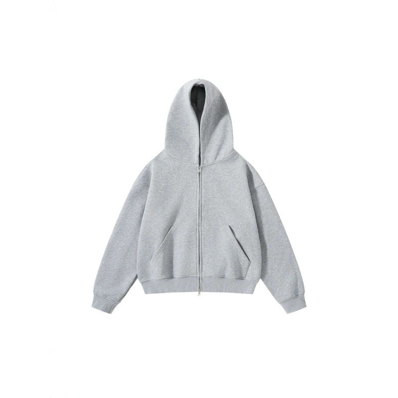 Unisex Oversize Kapuzenjacke mit durchgehendem Reißverschluss und Kängurutaschen aus Baumwoll-Fleece Shop Nory