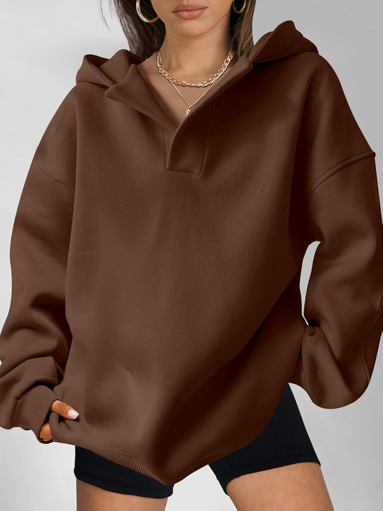 Damen Oversized Kapuzensweatshirt mit lässigem Stehkragen und langen Ärmeln Shopnory