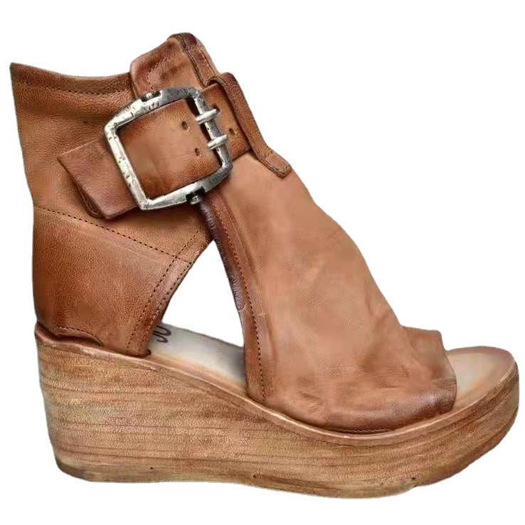 Damen Wedge-Stiefeletten mit modischem Schnallen-Design
