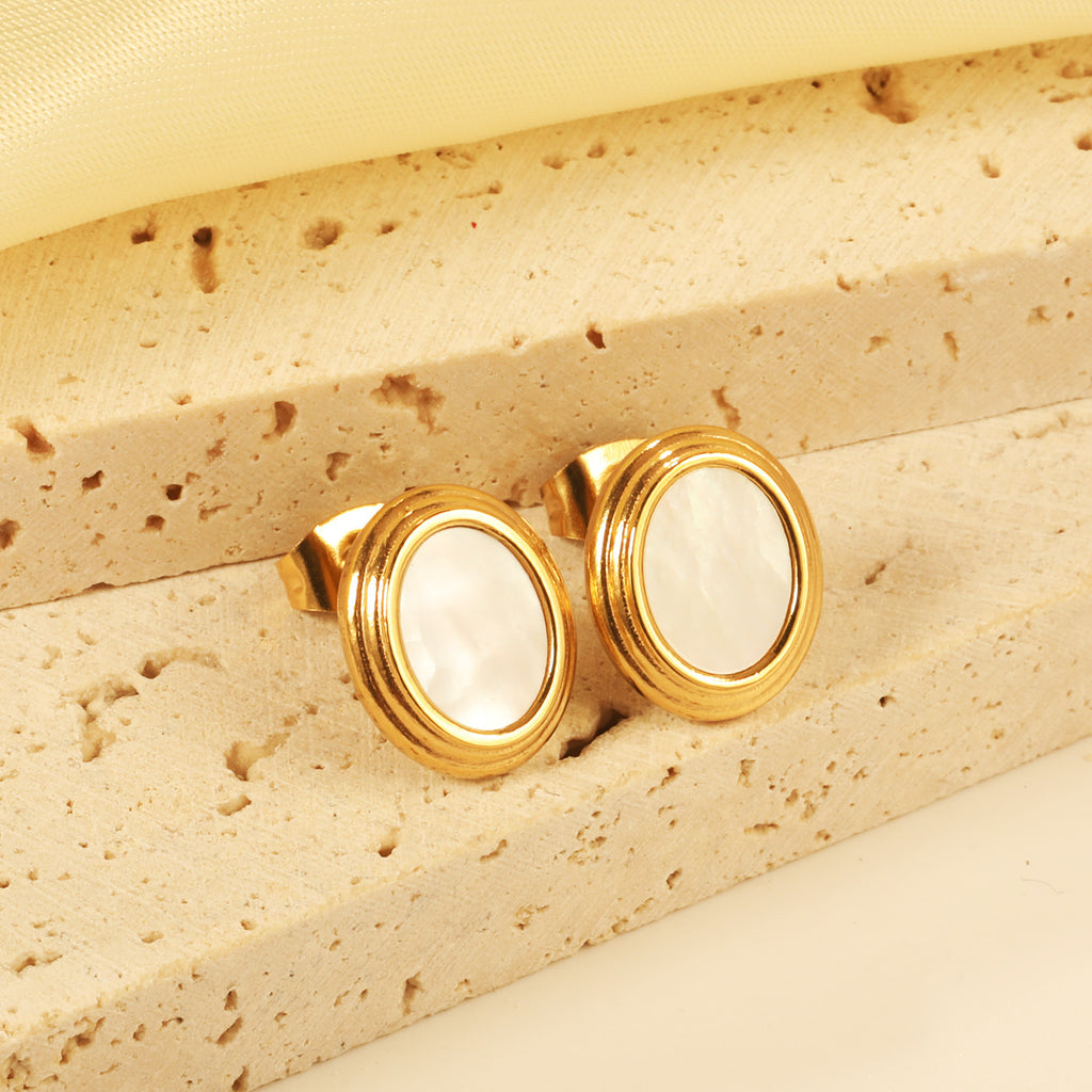 Damen Ohrstecker mit elegantem, hochglänzendem Gehäuse und farbigem Kristall Shop Nory