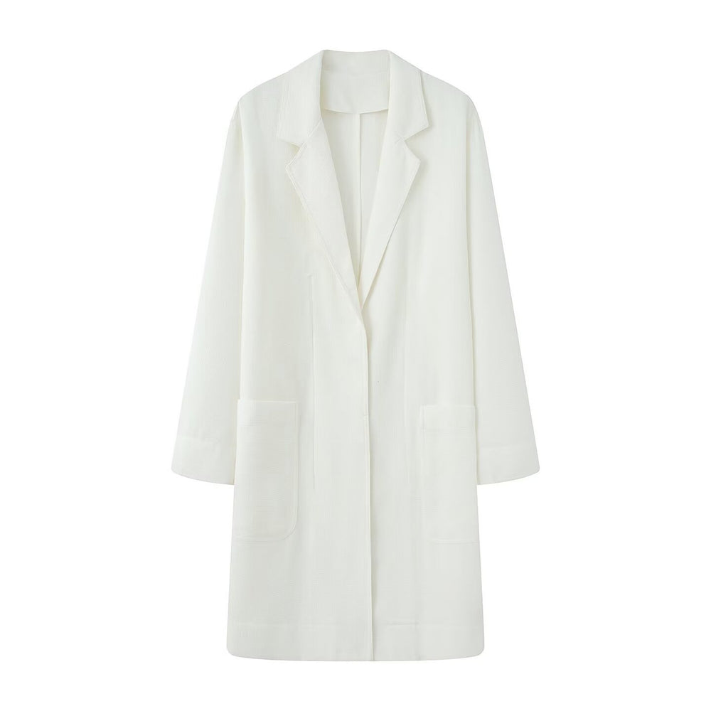 Damen Longline-Mantel mit offener Front, lässiger Passform und aufgesetzten Taschen Shop Nory