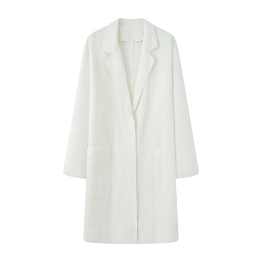 Damen Longline-Mantel mit offener Front, lässiger Passform und aufgesetzten Taschen Shop Nory