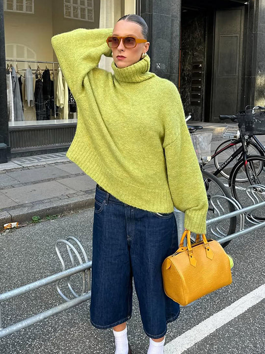 Damen Oversized Rollkragenpullover aus Mohair‑Mix mit überschnittener Schulter Shop Nory