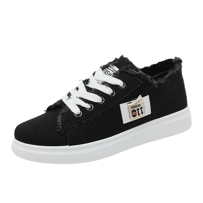 Damen lässige Sneaker mit modischem Used-Look und elastischem Schnürsystem