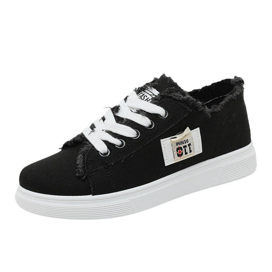 Damen lässige Sneaker mit modischem Used-Look und elastischem Schnürsystem