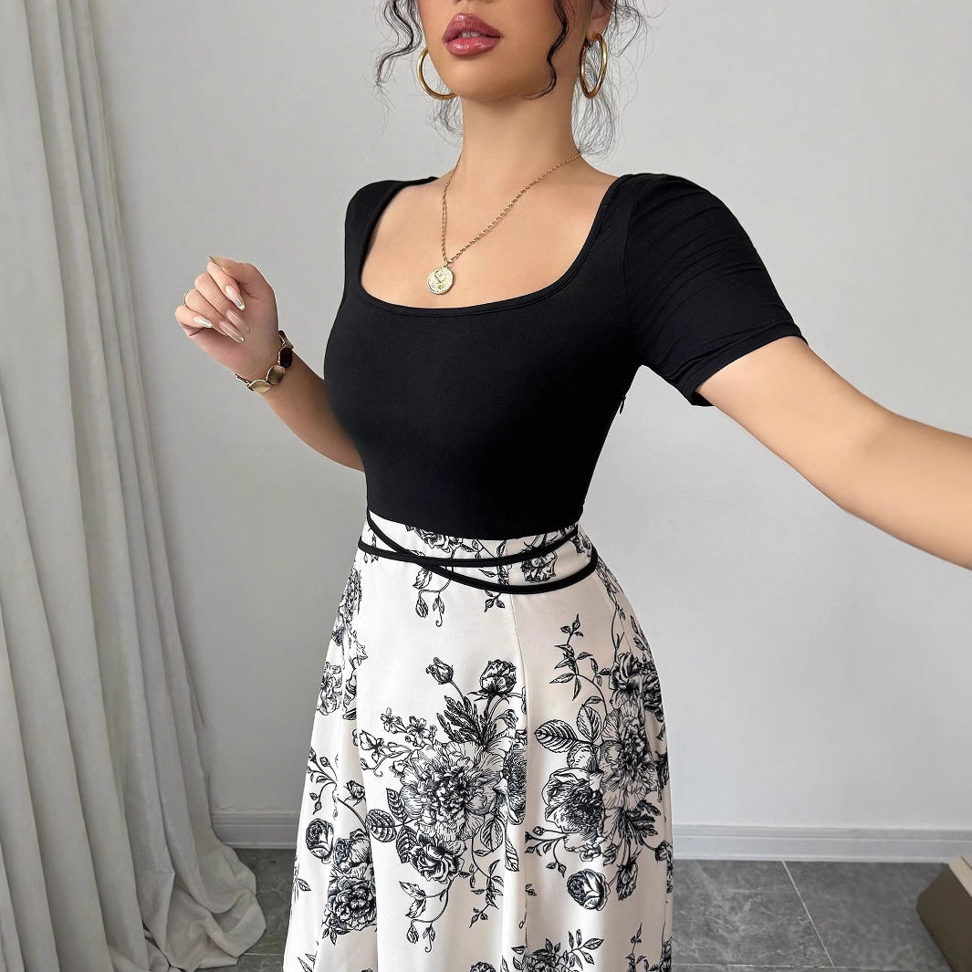 Damen Hochtaillierter Maxirock mit floralem Print und ausgestelltem Schnitt Shop Nory