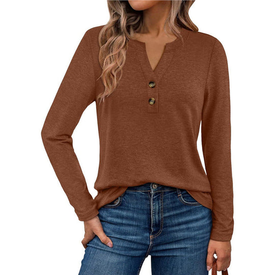 Damen Langarmshirt mit Knopfdetails