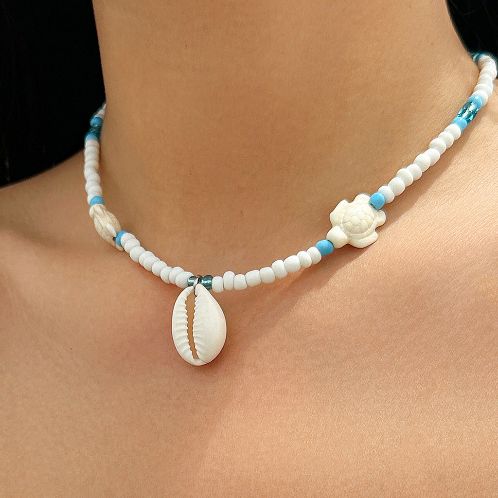 Damen handgefertigte Muschelkette mit bunten Perlen und einzigartigen Anhängern Shop Nory