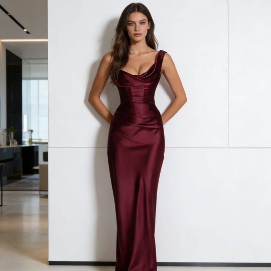 Damen Elegantes Abendkleid mit luxuriösem Drapierungsdetail und figurbetontem Schnitt Shopnory