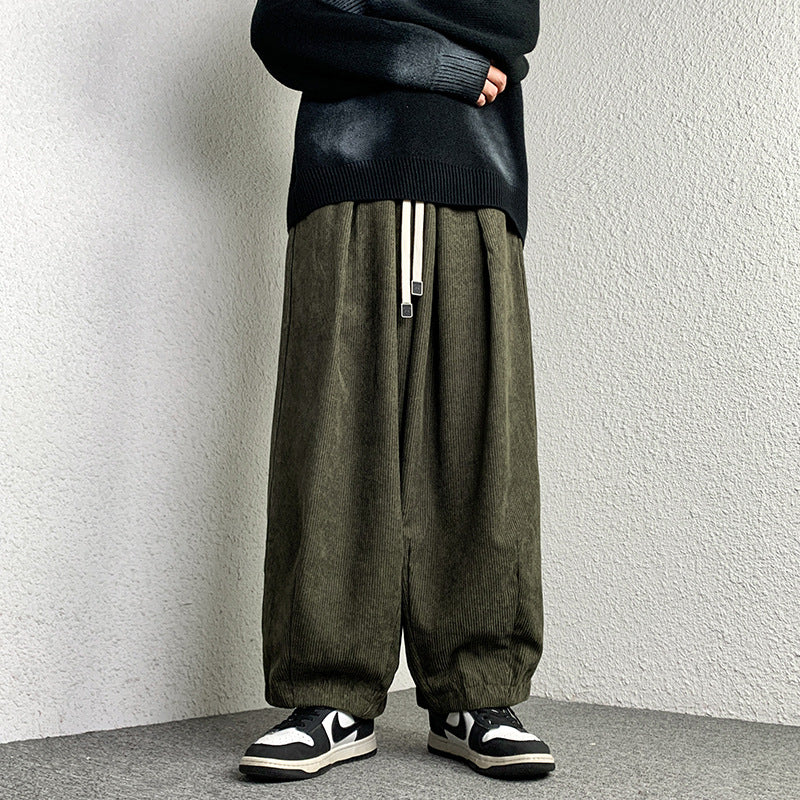 Unisex Extraweit geschnittene Cord-Loungehose mit Tunnelzug und elastischen Bündchen Shop Nory