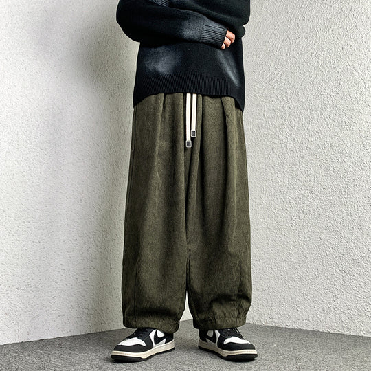 Unisex Extraweit geschnittene Cord-Loungehose mit Tunnelzug und elastischen Bündchen Shop Nory
