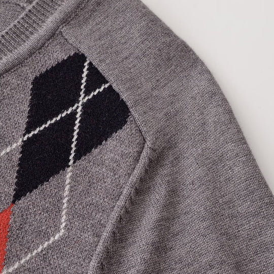 Damen V‑Ausschnitt Pullover mit Rautenmuster und legerer Oversize-Passform Shop Nory