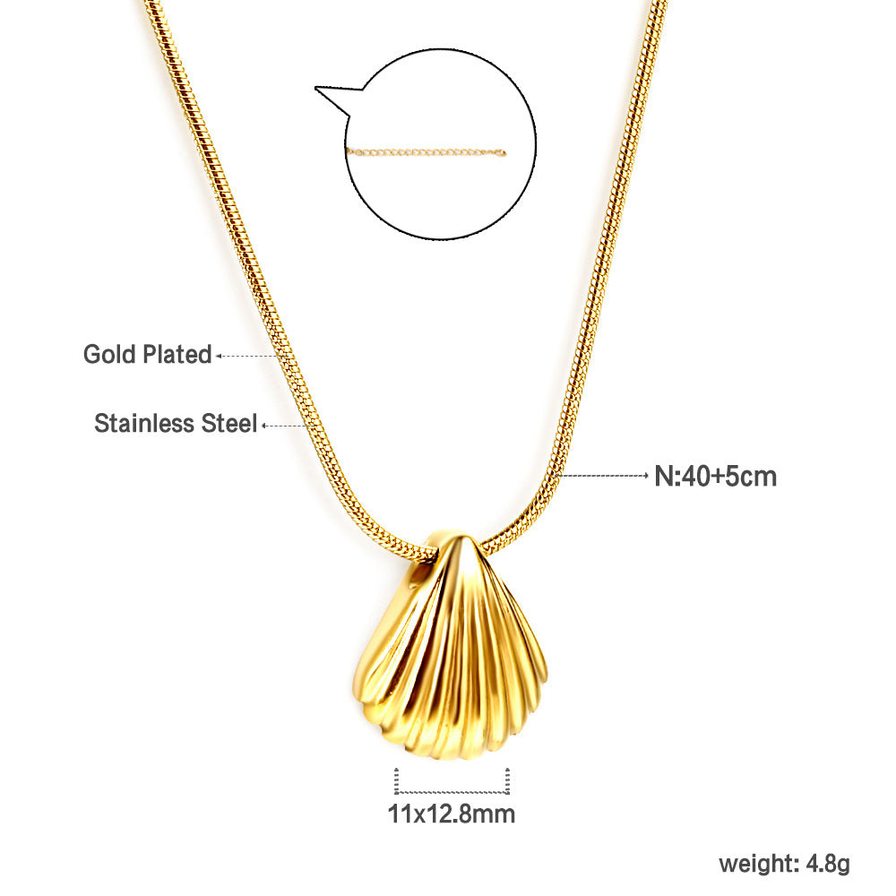 Damen Edelstahl Halskette mit Muschel-Anhänger Shop Nory