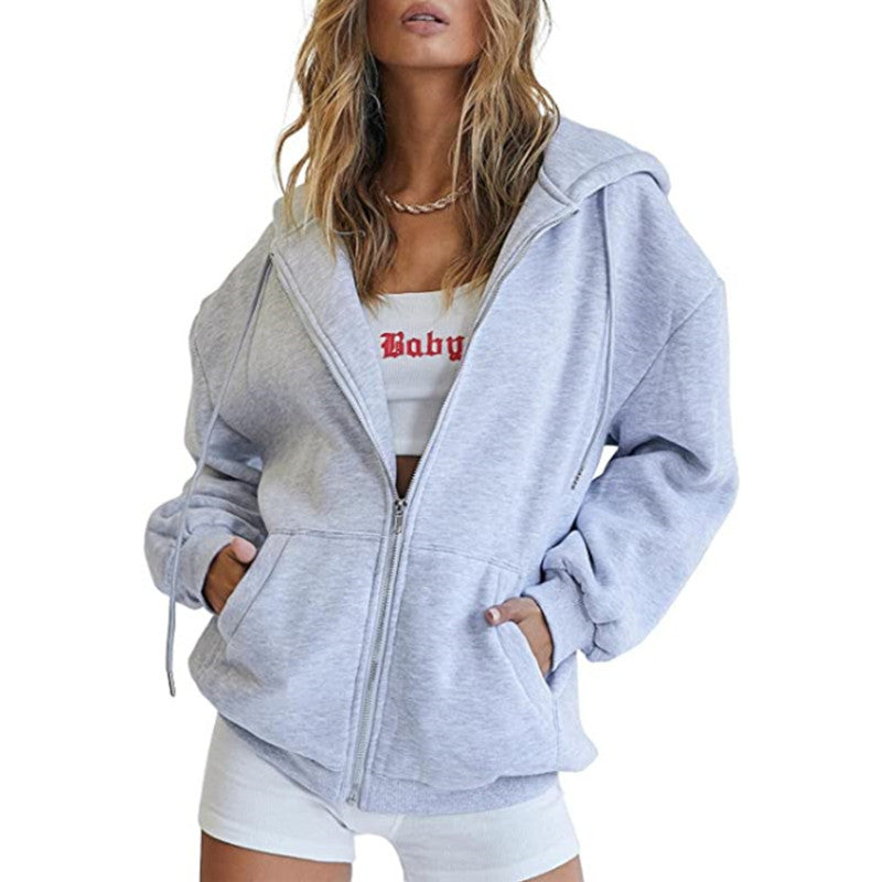 Damen nan übergroße Kapuzenjacke mit durchgehendem Reißverschluss und Kängurutaschen Shop Nory