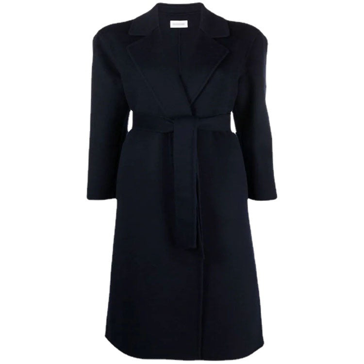 Damen Midi-Wickelmantel aus Woll-Kaschmirmix mit Schalkragen und Bindegürtel Shop Nory