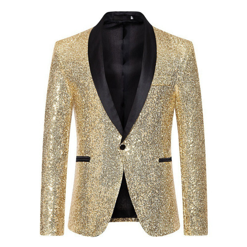 ShopNory Herren Pailletten-Blazer mit Schalkragen