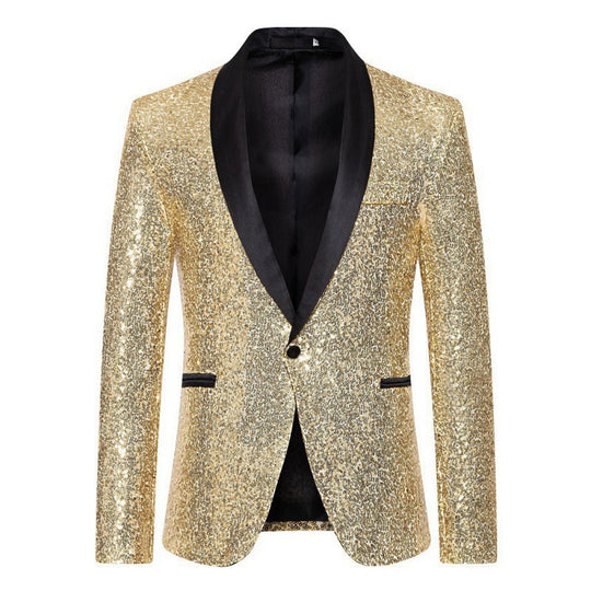 ShopNory Herren Pailletten-Blazer mit Schalkragen