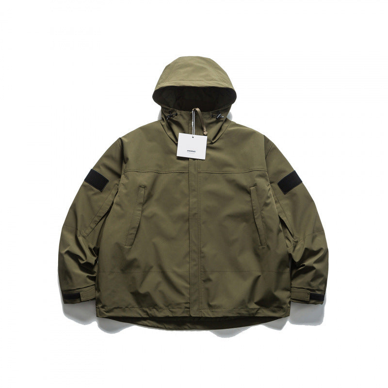 Unisex Oversize-Utility-Regenjacke mit Kapuze und verdecktem Reißverschluss Shop Nory