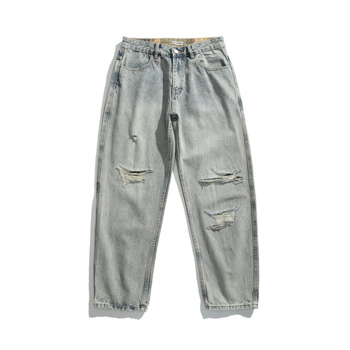 Damen High‑Waist Relaxed-Jeans mit Distressed-Details und tailliertem Knöchelabschluss Shop Nory