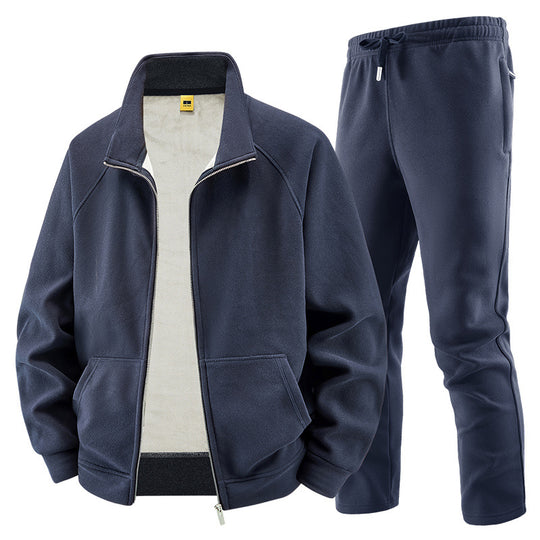 Herren Fleece-Trainingsset mit Stehkragen und Elastikbund Shop Nory