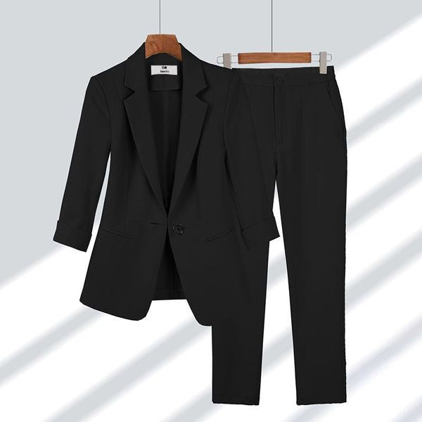 Damen Zweiteiliges Business-Anzug-Set mit tailliertem Blazer und schmaler Hose Shop Nory