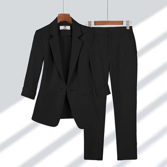 Damen Zweiteiliges Business-Anzug-Set mit tailliertem Blazer und schmaler Hose Shop Nory