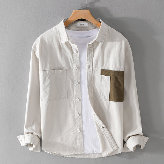 Herren Leichtes Baumwoll-Overshirt mit Kontrast-Brusttasche und Relaxed-Fit Shop Nory