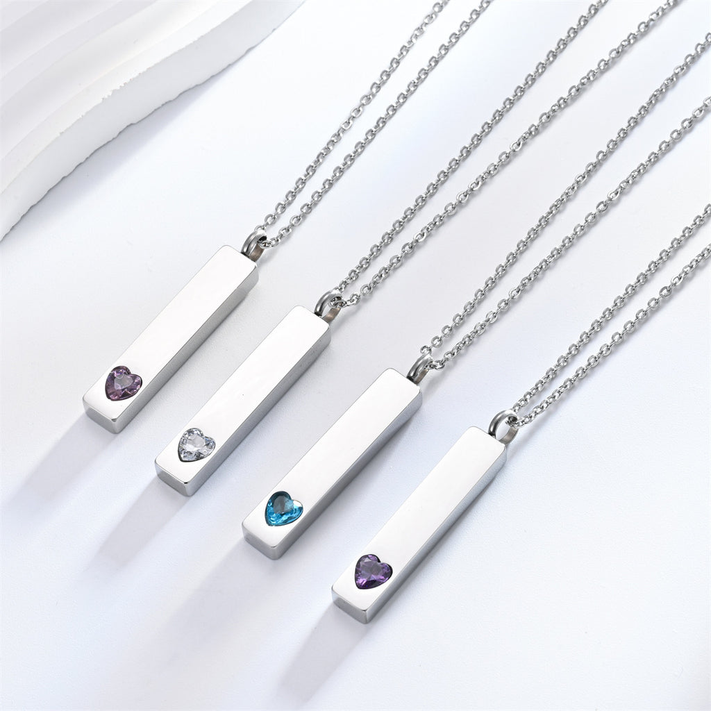 Damen Halskette mit modernem Rechteckanhänger und herzförmigem Zirkonia-Shop Nory