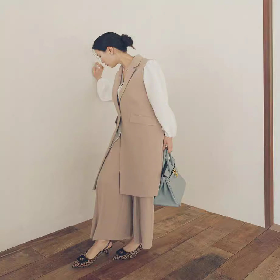 Damen Ärmellose Longweste im Tailoring mit Pattentaschen und einreihiger Knopfleiste Shop Nory