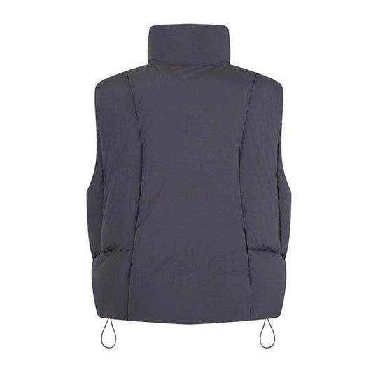 Damen wattierte Steppweste mit hohem Stehkragen, Zwei-Wege‑Reißverschluss und Kordelzug Shop Nory