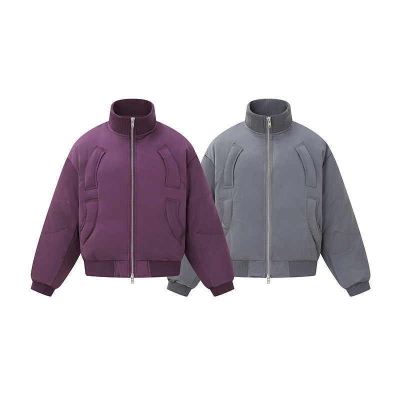Damen Kurz geschnittene wattierte Blousonjacke im Boxy‑Schnitt mit hohem Rippenkragen und markanten Eingrifftaschen Shop Nory