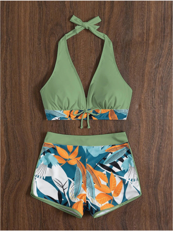 Damen Bikini-Set mit floralem Muster und herausnehmbarem Push-Up-BH
