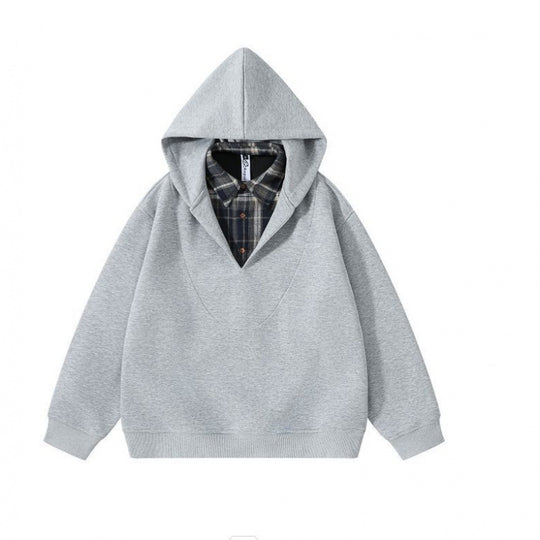 Unisex Oversize Kapuzenpullover mit integriertem Hemdkragen im Layering‑Look Shop Nory